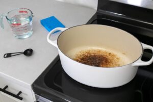 how to clean enameled cast iron casserole