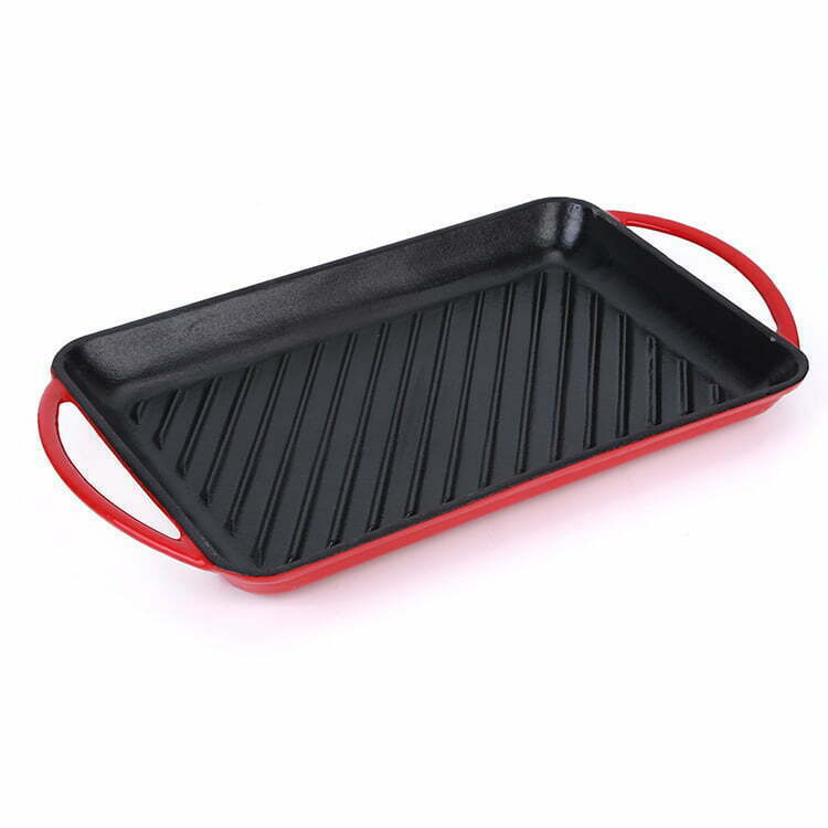 Enameld Cast Iron Grill Pan With Two Handle Orient Cookware 