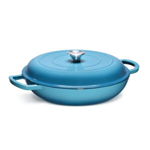 enameled cast iron braiser pan with lid